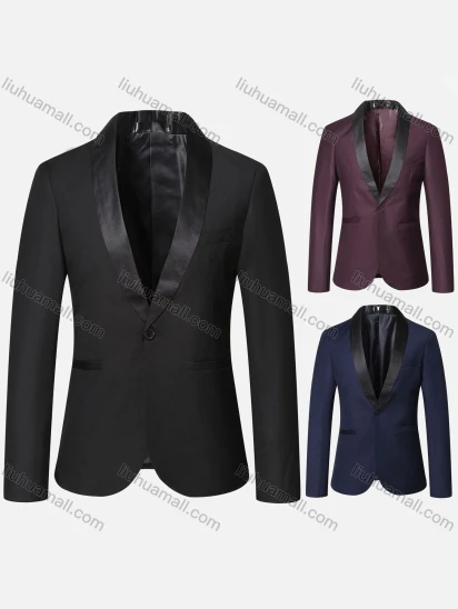 Wholesale Men's Formal Business & Evening Banquet Plain One Button Lapel Patch Pockets Suit Jacket