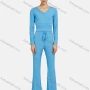 Wholesale Women's Casual Long Sleeve V Neck Checkerboard Print Crop Tops&Flared Pants 2 Piece Sets 8202# preview