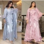 Wholesale Women's Satin Asymmetrical Plain Maxi Dress 2-piece Set MQ044# preview