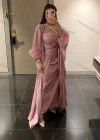 Wholesale Women's Satin Asymmetrical Plain Maxi Dress 2-piece Set MQ044# - Liuhuamall