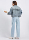 Wholesale Women's Fashion Loose Fit Distressed Button Letter Embroidery Crop Denim Jacket - Liuhuamall