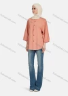 Wholesale Women's Casual Plain Button Down 3/4 Sleeve Shirt 1242# - Liuhuamall