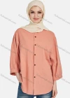 Wholesale Women's Casual Plain Button Down 3/4 Sleeve Shirt 1242# - Liuhuamall
