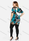Wholesale Women's Plus Size Patchwork Print Tie Neck Short Sleeve Casual Knit Top - Liuhuamall