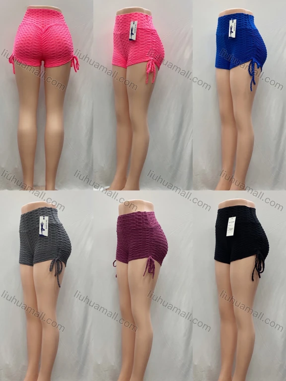 Wholesale Honeycomb Leggings Women's Sporty High Waist Texture Drawstring Mini Leggings