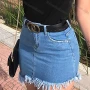 Wholesale Women's Casual Plain Patch Pocket Frayed Raw Hem Mini Denim Skirt preview