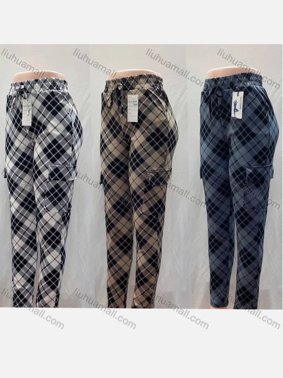 Wholesale Women's Casual Drawstring Argyle Print Sweatpants With Flap Pockets