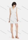 Wholesale Women's Casual V Neck Swiss Dot Plain Tank Dress With Belt - Liuhuamall