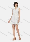 Wholesale Women's Casual V Neck Swiss Dot Plain Tank Dress With Belt - Liuhuamall