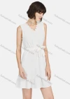 Wholesale Women's Casual V Neck Swiss Dot Plain Tank Dress With Belt - Liuhuamall