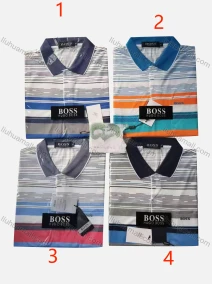 Wholesale Men's Casual Striped Colorblock Short Sleeve Polo Shirt, LIUHUA CLOTHING WHOLESALE