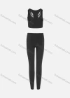 Wholesale Women's Sporty Scoop Neck Racerback Mesh Plain Crop Tank Top & High Waist Long Leggings 2-Piece Set - Liuhuamall