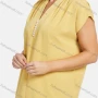 Wholesale Women's Elegant V Neck Pearl Decor Cap Sleeve Ruched Blouse 2023# preview