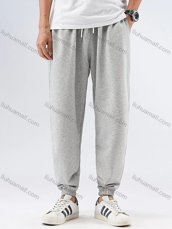 Wholesale Men's Autumn Drawstring Waist Plain Slant Pocket Sweatpant