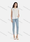 Wholesale Women's Casual Frill Neck Loose Fit Plain Frill Neck Tank Top 66491# - Liuhuamall