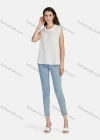 Wholesale Women's Casual Frill Neck Loose Fit Plain Frill Neck Tank Top 66491# - Liuhuamall