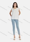 Wholesale Women's Casual Frill Neck Loose Fit Plain Frill Neck Tank Top 66491# - Liuhuamall