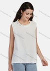 Wholesale Women's Casual Frill Neck Loose Fit Plain Frill Neck Tank Top 66491# - Liuhuamall