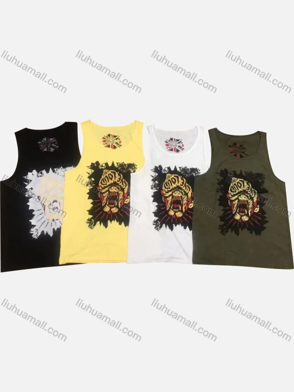 Wholesale Men's Casual Graphic Round Neck Tank Top
