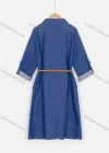 Wholesale Women's Lapel Zipper Pockets Denim Dress With Belt - Liuhuamall