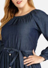 Wholesale Women's Plus Size Casual Round Neck Button Denim Maxi Dress - Liuhuamall