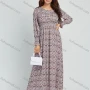 Wholesale Women's Casual Allover Floral Print Round Neck Shirred Button Front Maxi Dress preview