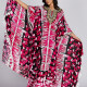 Women's African 3/4 Sleeve V Neck Embroidered Maxi Dress With Scarf LH-25-826D2# Rose Red Clothing Wholesale Market -LIUHUA