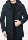 Wholesale Men's Casual Plain Hooded Thermal Lined Long Sleeve Zipper Coat - Liuhuamall