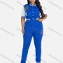 Wholesale Women's Casual Short Sleeve Crop Baseball Jacket & Sweatpants 2-piece Set preview