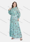 Wholesale Women's Casual Frill Neck Button Front Floral Ruffle Hem Peplum Shirt Dress 12219# - Liuhuamall
