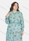 Wholesale Women's Casual Frill Neck Button Front Floral Ruffle Hem Peplum Shirt Dress 12219# - Liuhuamall