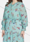 Wholesale Women's Casual Frill Neck Button Front Floral Ruffle Hem Peplum Shirt Dress 12219# - Liuhuamall