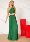 Wholesale Women's Plain One Shoulder High Waist Ruched Pleated Floor Length Cocktail Dress - Liuhuamall