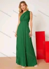 Wholesale Women's Plain One Shoulder High Waist Ruched Pleated Floor Length Cocktail Dress - Liuhuamall