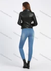 Wholesale Women's Fashion Lapel Zipper Crop Leather Jacket - Liuhuamall