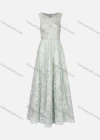 Wholesale Women's Elegant Sleeveless Pearl Lace Appliques Maxi Evening Dress - Liuhuamall