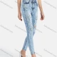 Wholesale Women's Casual Ripped Distressed High Waist Skinny Fit Jean Light Blue Clothing Wholesale Market Liuhua