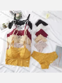 Wholesale Women's Guipure Lace Longline Bra & Brief 2 Piece Lingerie Sets, LIUHUA CLOTHING WHOLESALE