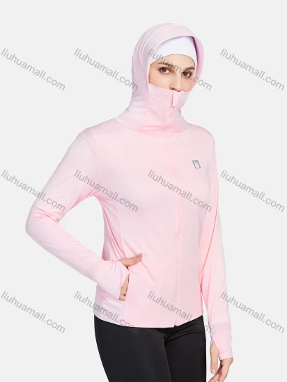 Wholesale Women's Sporty Hooded Dual Pockets Windproof Slim Fit Long Sleeve Jackets 1389-Pink#