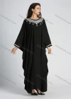 Wholesale Women's Islamic Muslim Plain Bateau Neck Embroidery Batwing Sleeve Robe Maxi Dress - Liuhuamall