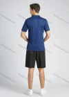 Wholesale Men's Sporty Contrast Color Short Sleeve Quick-dry Breathable Athletic Quarter Zip Polo Shirt - Liuhuamall