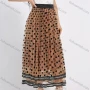 Wholesale Women's Casual Polka Dot Flock Elastic Waist Layered Flared Maxi Skirt preview