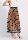 Wholesale Women's Casual Polka Dot Flock Elastic Waist Layered Flared Maxi Skirt - Liuhuamall