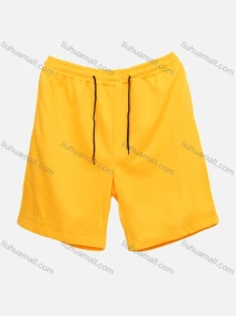 Wholesale Men's Casual Plain Drawstring Sporty Pockets Shorts Yellow#, LIUHUA CLOTHING WHOLESALE