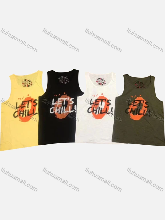 Wholesale Men's Casual Letter Graphic Round Neck Tank Top