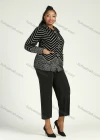 Wholesale Women's Collared Button Front Dual Pockets Long Sleeve Chevron Print Knitted Coat - Liuhuamall