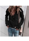 Wholesale Women's Casual Plain V Neck Long Sleeve Ribbed Knit Sweater - Liuhuamall