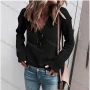 Wholesale Women's Casual Plain V Neck Long Sleeve Ribbed Knit Sweater preview