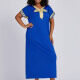 Women's Vintage African Folkloric V Neck Embroidery Short Sleeve Midi Dress Blue Clothing Wholesale Market -LIUHUA