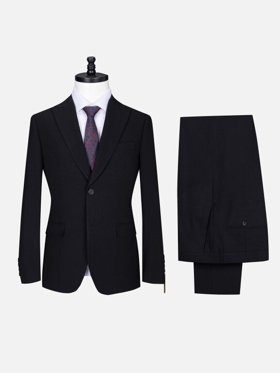 Men's Formal Lapel Button Plain Flap Pockets Blazer Jacket & Pants 2 Piece Set 3122#, Clothing Wholesale Market -LIUHUA, 